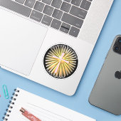 Lichtstralen van het religieuze kruis sticker (Laptop met iPhone)