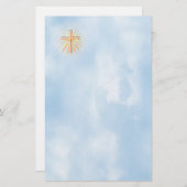 Lichtstralen van het religieuze kruis (W/wolken) Briefpapier (Voorkant / Achterkant)