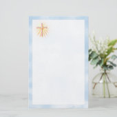 Lichtstralen van het religieuze kruis (W/wolken) Briefpapier (Staand voorkant)