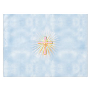 Lichtstralen van het religieuze kruis (W/wolken) Tafelkleed