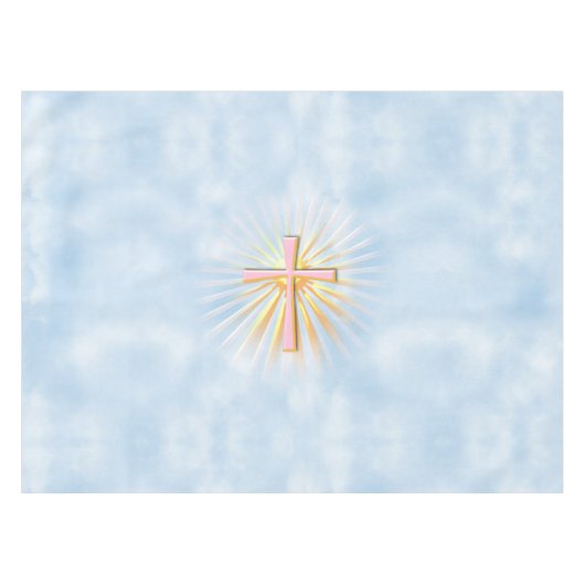 Lichtstralen van het religieuze kruis (W/wolken) Tafelkleed (Voorkant (Horizontaal))