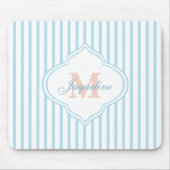 Lichtturquoise streepmonogram muismat (Voorkant)