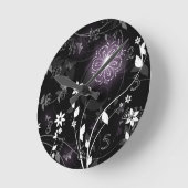 Lichtverlichte Paarse vlinders en bloemen Ronde Klok (Hoek)