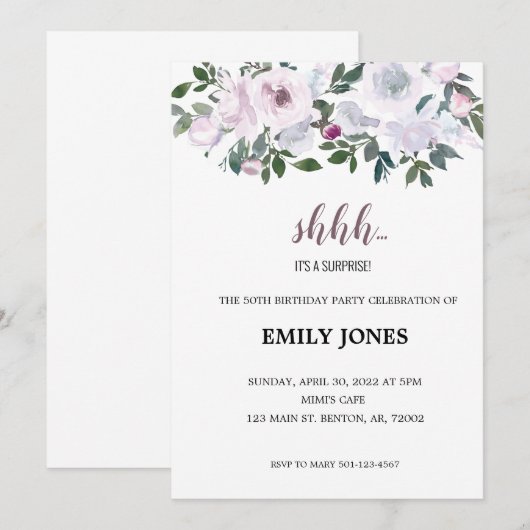 Lichtverrassing florale blush roze waterverf bouqu kaart (Voorkant / Achterkant)