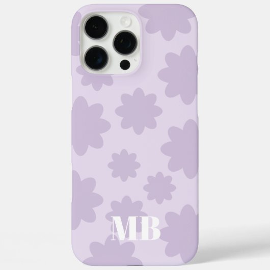 Lichtviolet Bloemen Unieke Monogram Naam initialen Case-Mate iPhone Case (Achterkant)