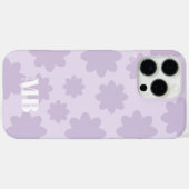 Lichtviolet Bloemen Unieke Monogram Naam initialen Case-Mate iPhone Case (Achterkant (horizontaal))