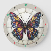 Lichtvleugels" - Glas in lood Butterfly Grote Klok (Voorkant)