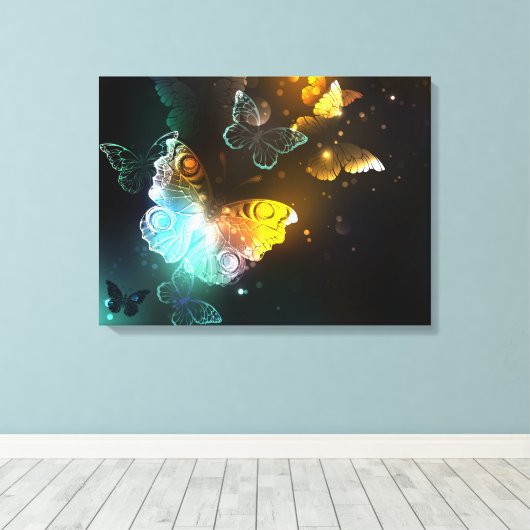 Lichtvlinder en nachtvlinder canvas afdruk (Insitu (Houten vloer))