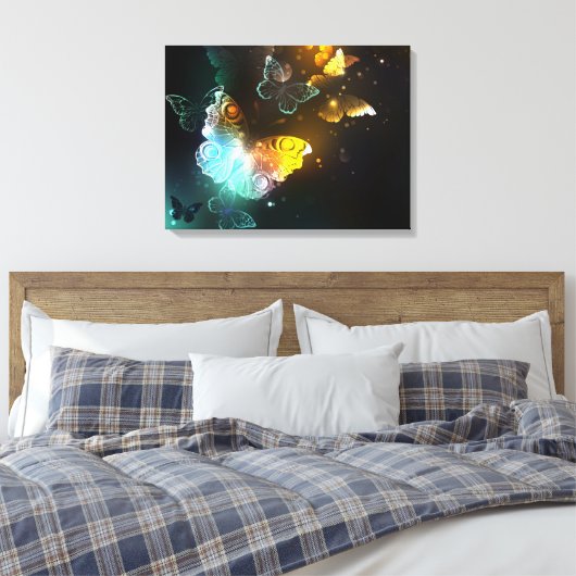 Lichtvlinder en nachtvlinder canvas afdruk (Insitu (Slaapkamer))