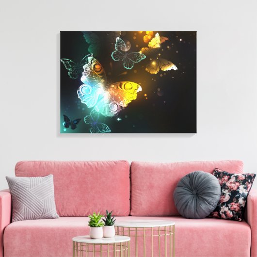 Lichtvlinder en nachtvlinder canvas afdruk (Insitu (Woonkamer))