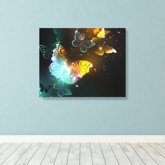 Lichtvlinder en nachtvlinder canvas afdruk (Insitu (Houten vloer))