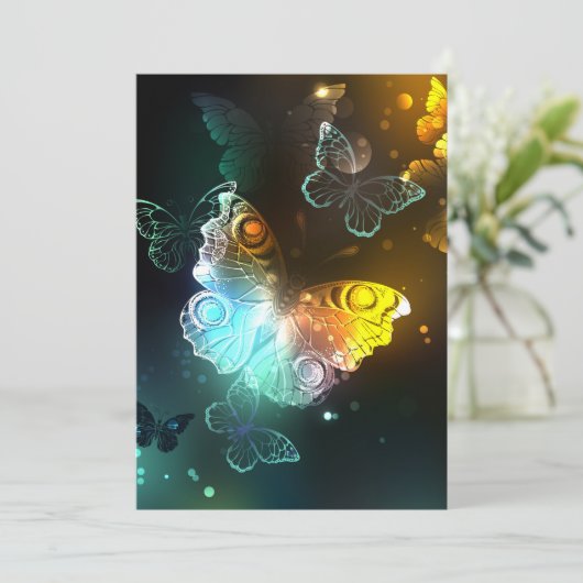 Lichtvlinder en nachtvlinder feestdagenkaart (Staand voorkant)