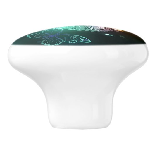 Lichtvlinder en nachtvlinder keramische knop (Zijkant)