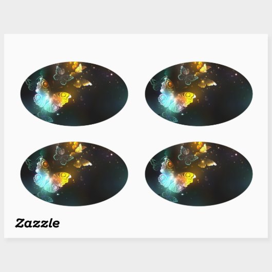 Lichtvlinder en nachtvlinder ovale sticker (Vel)