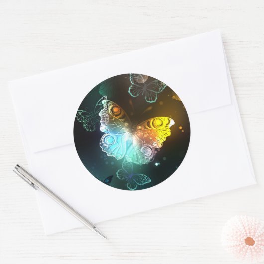 Lichtvlinder en nachtvlinder ronde sticker (Envelop)