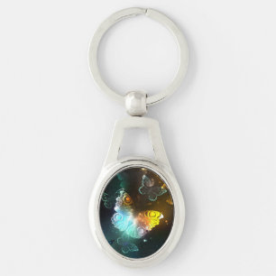 Lichtvlinder en nachtvlinder sleutelhanger