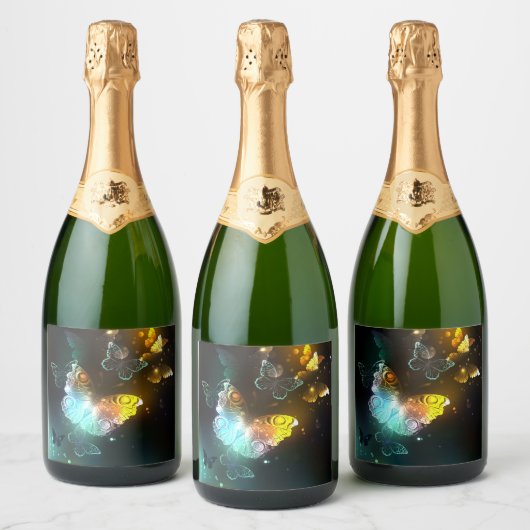Lichtvlinder en nachtvlinder sparkling wijnetiket (Flessen)
