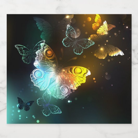 Lichtvlinder en nachtvlinder sparkling wijnetiket (Enkel label)