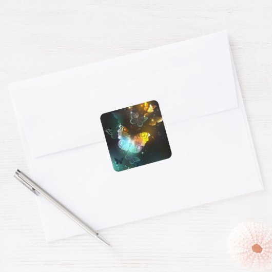 Lichtvlinder en nachtvlinder vierkante sticker (Envelop)