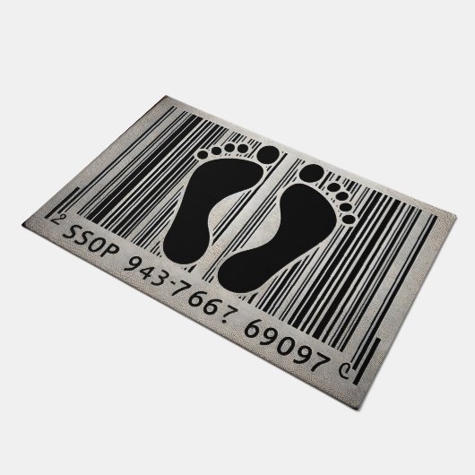 Lichtvoetige Voetstap Barcode Grappige Bar Code Deurmat (Schuin)