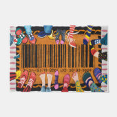 Lichtvoetige Voetstap Barcode Grappige Voeten Barc Deurmat (Voorkant)