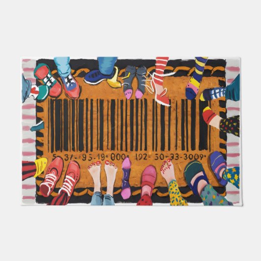 Lichtvoetige Voetstap Barcode Grappige Voeten Barc Deurmat (Voorkant)