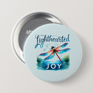 Lichtvoetige vreugde - artistieke libel ronde button 7,6 cm