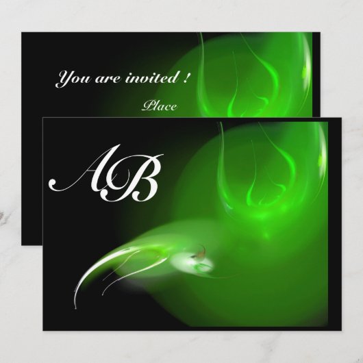 LICHTVOGELS IN GROENE MONOGRAM KAART (Voorkant / Achterkant)