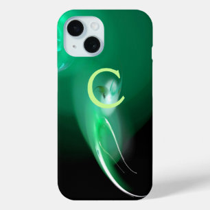 LICHTVOGELS / ZWARTE EN GROENE ABSTRACTE MONOGRAM iPhone 15 CASE