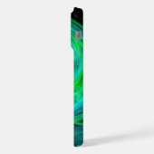LICHTVORTEX, Abstract blauwgroene fractale golven iPhone Hoesje (Linkerkant)