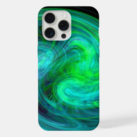 LICHTVORTEX, Abstract blauwgroene fractale golven iPhone Hoesje (Achterkant)