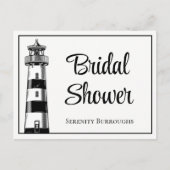 Lichtvuurtoren zwart wit, zwart Vrijgezellenfeest Uitnodiging Briefkaart (Voorkant)