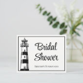 Lichtvuurtoren zwart wit, zwart Vrijgezellenfeest Uitnodiging Briefkaart (Staand voorkant)