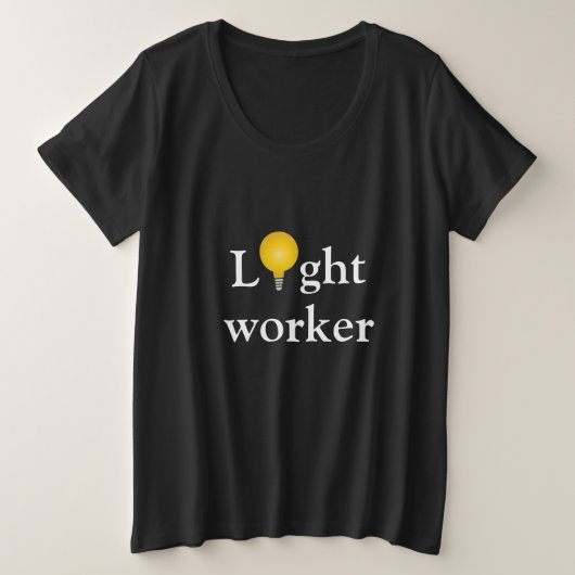 Lichtwerker positieve energie gloeilamp donker shi grote maat t-shirt (Design voorkant)