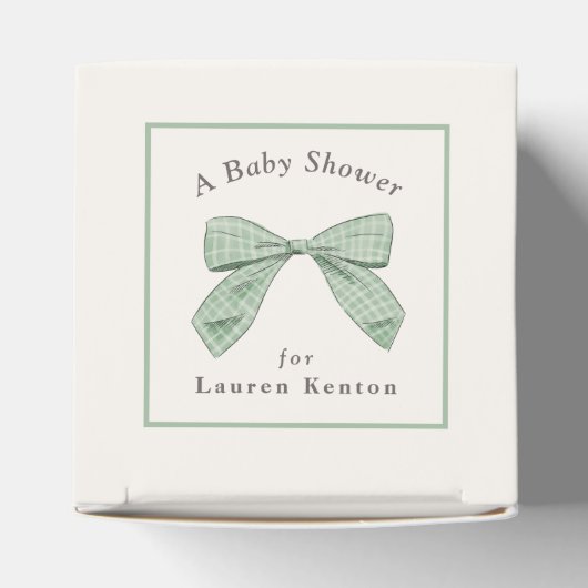 Lichtwijze Plaid Bow Elegant Neutraal Baby shower Bedankdoosjes (Bovenkant)
