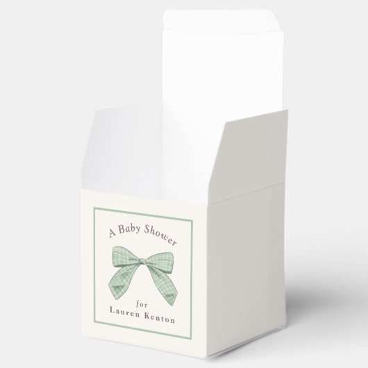 Lichtwijze Plaid Bow Elegant Neutraal Baby shower Bedankdoosjes (Geopend)