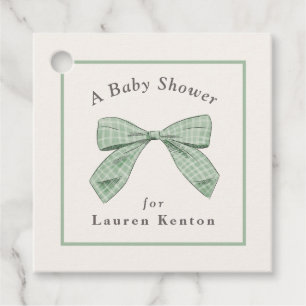 Lichtwijze Plaid Bow Elegant Neutraal Baby shower Bedankjes Labels