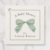 Lichtwijze Plaid Bow Elegant Neutraal Baby shower Bedankjes Labels (Voorkant)