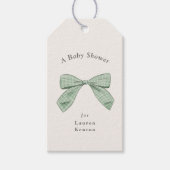 Lichtwijze Plaid Bow Elegant Neutraal Baby shower Cadeaulabel (Voorkant)