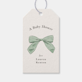 Lichtwijze Plaid Bow Elegant Neutraal Baby shower Cadeaulabel