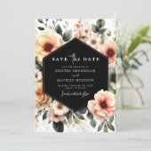 Lichtwijze romantische perzik bruiloft save the date (Staand voorkant)