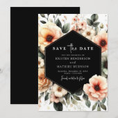 Lichtwijze romantische perzik bruiloft save the date (Voorkant / Achterkant)