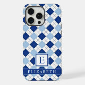  Lichtwit Donkerblauw Argyle Patroon iPhone Hoesje (Achterkant)