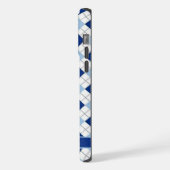  Lichtwit Donkerblauw Argyle Patroon iPhone Hoesje (Linkerkant)
