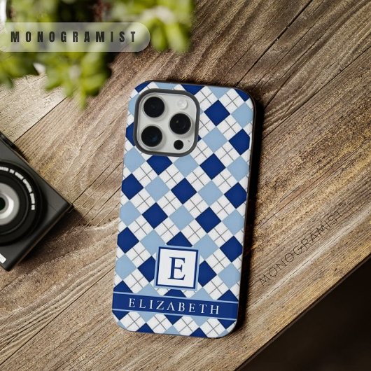  Lichtwit Donkerblauw Argyle Patroon iPhone Hoesje