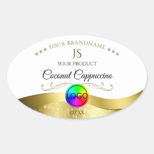 Lichtwit Wavy Gold Logo-monogram Productlabel Ovale Sticker