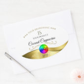 Lichtwit Wavy Gold Logo-monogram Productlabel Ovale Sticker (Envelop)