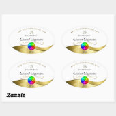 Lichtwit Wavy Gold Logo-monogram Productlabel Ovale Sticker (Vel)