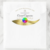 Lichtwit Wavy Gold Logo-monogram Productlabel Ovale Sticker (Tas)