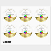 Lichtwit Wavy Gold Logo-monogram Productlabel Ronde Sticker (Vel)